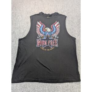 Born Free Eagle Shirt Mens XL Black Sleeveless Muscle Tee Faded Glory 1776 USA